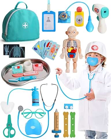 Lehoo Castle Maletin Medicos Juguete, Doctora Juguetes, Maletín Medico Juego de rol, Juegos de Médicos Regalos para Niños y Niñas, Niños A Partir de 3 Años  