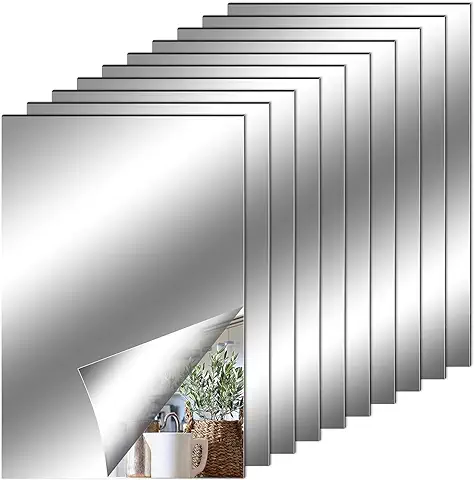 Leikedun 10 Piezas Espejos Autoadhesivos Pared, Hojas de Espejo Flexibles Suaves no de Vidrio Pegatinas de Espejo para Decoración del Hogar, Sala de Estar, Baño, Dormitorio (10 x 15 cm)  