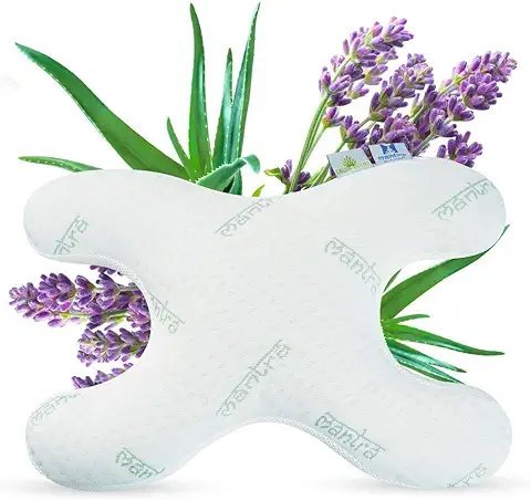 Lelekka Mantra Almohada Antiarrugas para Dormir boca Abajo y de Lado, Incluye 2 Fundas con Extracto de Lavanda y aloe vera  