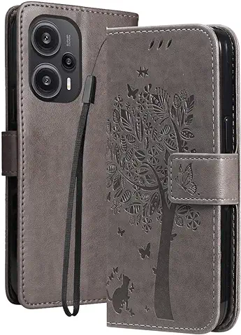 LEMORRY Funda para Xiaomi Redmi Note 12 Pro Plus 5G, Carcasa Cuero para Xiaomi Redmi Note 12 Pro Plus Fundas Calcetín Estuches Protector Suave TPU Silicona Tapa Xiaomi Redmi Note 12 Pro+, Gris  