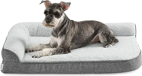 Lesure Cama Ortopédica para Perros Pequeños - 76x50.8x15cm Sofá para Perros con Espuma De Caja En Forma De Huevo Y Forro Impermeable, Acogedor Sofá Cama Lavable para Perros, Gris  