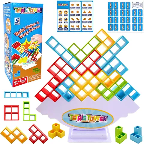 Lets Joy Tetra Tower Balance Blocks, Tetra Tower Balance Game, Bloques de Tetris, Tetra Tower Game para Niños, Juegos Apilables para Niños, Juguetes de Montessori Educativos, Regalo para Niños  