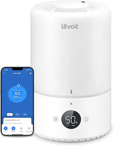 LEVOIT 3L Top-Fill Humidificador a Bebés para Aliviar Mocos con 25H, Ultrasónico de Vapor Frío y Difusor, 28dB Silencioso AUTO Modo, Temporizador a Cuarto, Dual 200S, Blanco  