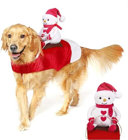 Lewondr Ropa de Perros de Navidad, Disfraz Muñeco de Nieve para Perros Traje Ajustable Decoración Navideña Invierno Abrigo Cosplay Divertido Fiesta Cumpleaños Vacaciones, Talla XXL, Rojo  