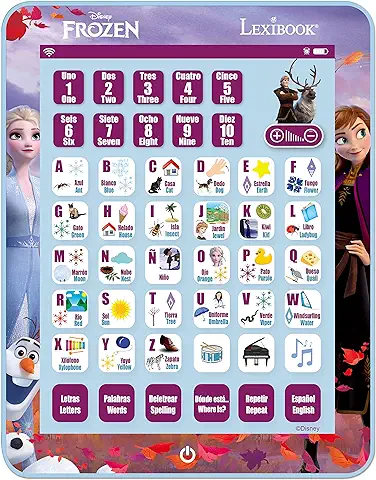 Lexibook- JCPAD Frozen Tablet Educativa Parlante Bilingüe Juguete para Aprender Letras, Numeros, Vocabulario y Música, Idiomas Español/Inglès, Azul  