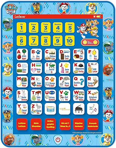 Lexibook La Pat' Patrol - Tableta Educativa Bilingüe, Juguete para Aprender Letras Números Vocabulario y Música, Idiomas Francés/holandés, Azul, JCPAD002PAi10  