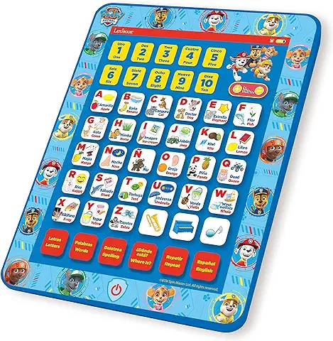 LEXIBOOK Paw Patrol Tablet Educativa Parlante Bilingüe, Juguete para Aprender Letras, Numeros, Vocabulario y Música, Idiomas Español/Inglès, Azul, JCPAD002PAi2  