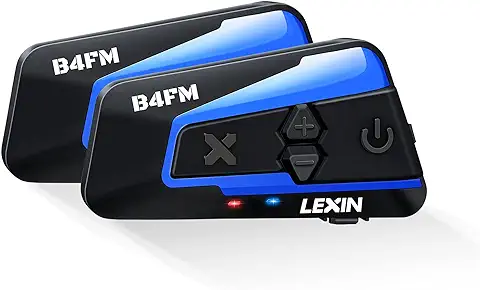 LEXIN 2X B4FM Intercomunicador Casco Moto Bluetooth, Manos Libres Moto 1-10 Motoristas de 2000m, Sistema Comunicación con Compartir Música Radio FM, Auriculares para Motocicleta/ATV  