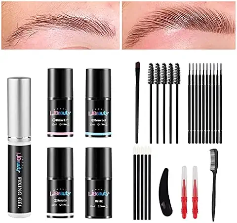 Libeauty Brow Lamination Lifting de Cejas Profesional Duradero 8 Semanas Botellas de Bomba sin aire Curling Semipermanente Loción Ondulante y Conjunto de Líquidos (Kit)  