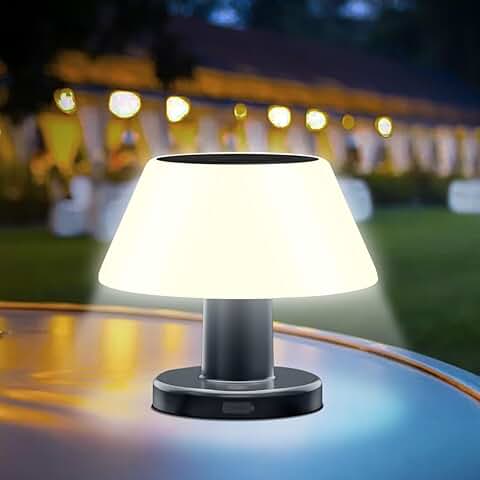 Lieberwell Lámpara de mesa Solar para Exteriores, Batería LED, Lámpara de mesa para Exteriores, Recargable por USB y Solar, IP54, Resistente al Agua, para Exterior, Terraza, Jardín, Dormitorio  