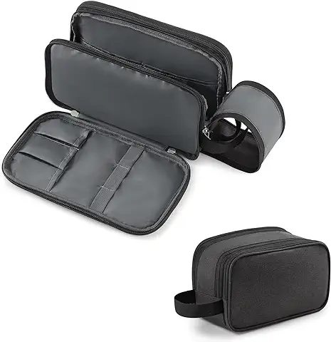 Lifewit Neceser para Hombre, Necesar Maquillaje Grande para Mujer, Estuche de Viaje con Doble Cremallera, Organizador de Baño y de Viaje, Bolsa de Aseo Impreermeable, Mediano, Negro  