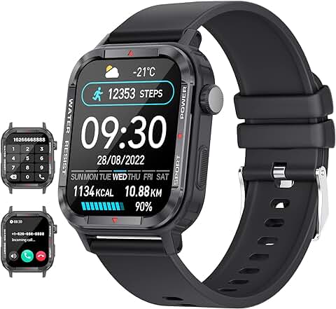 Lige - Reloj Inteligente para Hombre, 1,85 Pulgadas, con Llamada Bluetooth/numeración con 123 Modos Deportivos, Monitor de Frecuencia Cardíaca, Smartwatch IP67 Impermeable, Compatible con Android e  