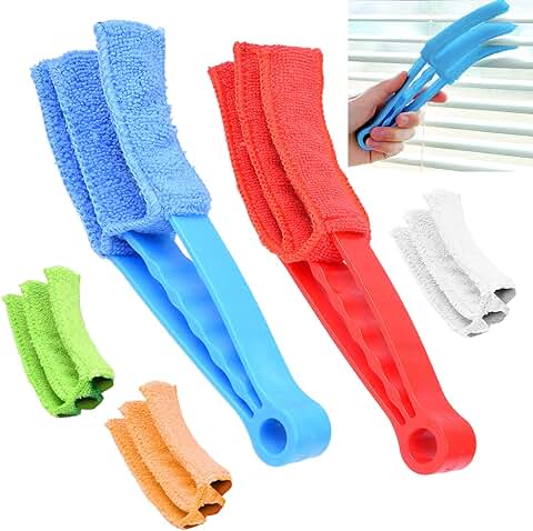 Limpiador de Persianas – 2 Abrazaderas y 5 Fundas Removibles – Herramienta Ideal Para Limpiar el Polvo en Persianas, Pantallas, Rejillas de Aire Acondicionado, etc. Rápido, Fácil, Lavable, Reusable  