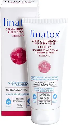 Linatox Crema Hidratante Pieles Sensibles Prebiótica 200 ml | Con Efecto Calmante y Antiinflamatorio, Alivia el Picor y Elimina las Rojeces | Hidratación 24h | Restaura la Barrera Cutánea  