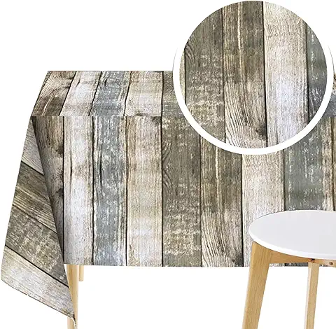 Linen702 Mantel de Vinilo con Efecto de Madera Rústica, para una mesa de Hasta seis Plazas, Rectangular, Fácil de Limpiar, Mantel de Plástico con Reverso Textil, 2 Metros de Longitud (277)  