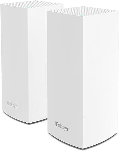 Linksys Velop MX8400 Sistema WiFi 6 mesh Tribanda (AX4200), Router WLAN, Repetidor, Extensor con Hasta 525 m² de Cobertura, 3,5 Veces más Veloz , más de 80 Dispositivos, Paquete de 2, Blanco  