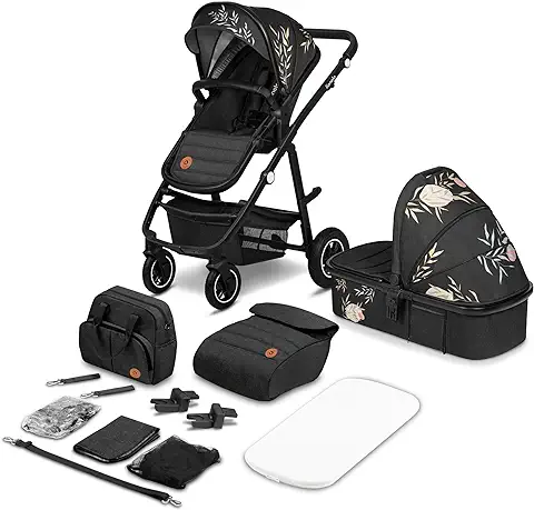 LIONELO Amber Coche de Bebé Multifuncional 2 en 1 Conjunto Silla de Paseo con el Asiento de Cubo e Capazo Manillar Regulable Bolsa Mosquitero Protector de Lluvia (Lovin, 1 Unidad (Paquette de 1))  