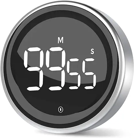 LIORQUE Temporizador de Cocina Digital, Cronómetro Temporizador de Cuenta Atrás 2 en 1, Pantalla LED, 2 Niveles de Brillo, 3 Niveles de Volumen, Imán con Almohadilla de Silicona (Pilas Inluidas)  