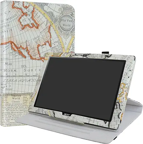 LiuShan Acer Iconia One 10 B3-A40 Rotary Funda, Giratoria 360 Grados de Rotación Carcasa con Stand Soporte Caso para 10.1" Acer Iconia One 10 B3-A40 Android Tablet,Map White  