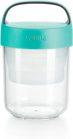 Lékué - Recipiente Hermético para Transportar Alimentos, Turquesa, 400 ml  