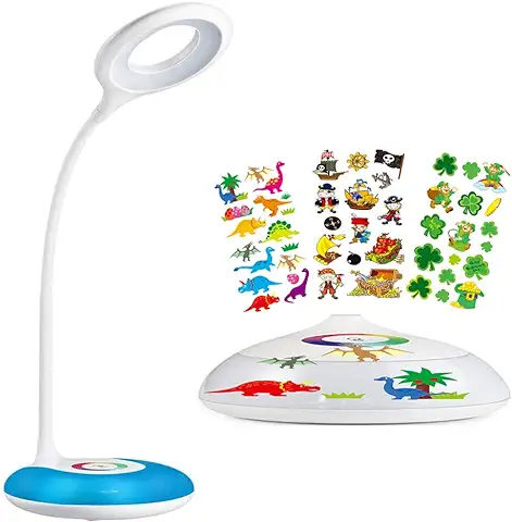 Lámpara de Escritorio, HIHIGOU Lámpara de mesa LED 3.2W con Luz de Ambiente Multicolor, Panel Táctil para la luz de Color y 3 Niveles de Brillo,USB de Carga, Cuello Cisne Flexo,Protect los Ojos,blanco  