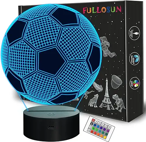 Lámpara de Ilusión óptica 3D de Fútbol con luz Nocturna para Niños con Control Remoto, 16 Colores, Cambio de Fútbol, ​​cumpleaños, idea de Navidad para Fanáticos de los Deportes, Niños, Niñas ...  