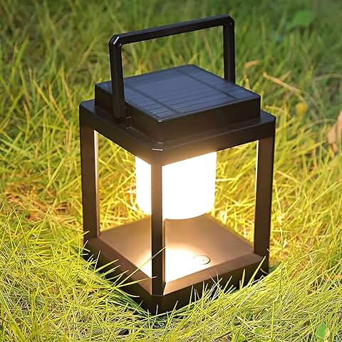 Lámpara de mesa para Exteriores, 35 W, 3000 K, 3 Niveles de Brillo LED, Lámpara Solar Recargable Portátil IP44 Impermeable, Control Táctil para Exteriores, Leer, Acampar  