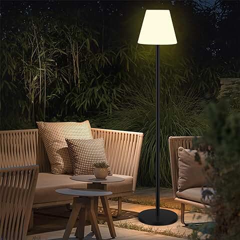 Lámpara de pie Solar Impermeable para Interiores y Exteriores, Lámpara de pie Inalámbrica Recargable por USB con Sensor de luz, Lámparas Solares LED Regulables de Brillo para Patio, Jardín y Césped.  