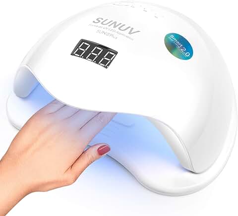 Lámpara de Uñas UV LED, Secador de Uñas Profesional SUNUV 48W para Manicura y Pedicura con Sensor Automático, 4 Temporizadores de 10,30,60,99s, Plástico, Multicolor  