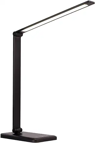 Lámpara Escritorio LED, Lámparas de Mesa USB Recargable con Temporizador, Plegable Luz con 5 Modos &5 Niveles de Brillo, Lámpara de Oficina Control Táctil Cuidado Ocular para Estudio Lectura, Negro