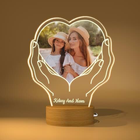 Lámpara Personalizada con Foto, Regalo Romántico y Original para San Valentín, Aniversario y Parejas - Luz Nocturna Corazón 3D, Personalizados Decoración de Dormitorio  