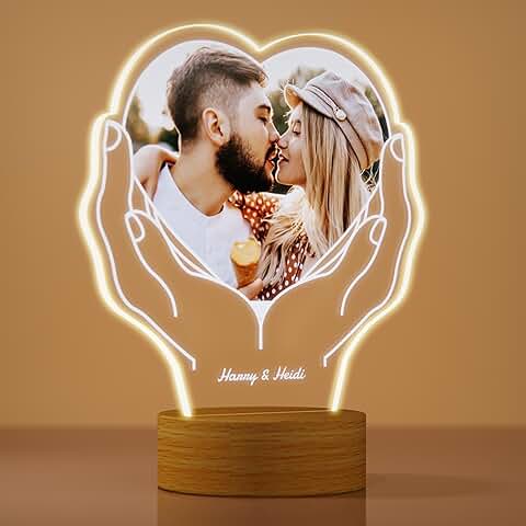 Lámpara Personalizada con Foto Tuya, Luz Nocturna LED 3D con Diseño de Amor Eterno, Regalos Unicos para Navidad, San Valentín y Aniversario, Lámpara Personalizada con Foto, Decoración de Dormitorio  