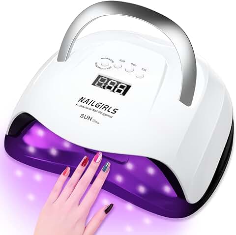 Lámpara Uñas LED,NAILGIRLS Lámpara UV LED 168W con 4 Temporizadores 42 Cuentas de Secador Uñas Profesional,Lampara LED Secador de Uñas con Pantalla LCD,Lámpara Secador de Salón en Hogar  