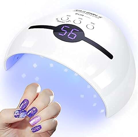 Lámpara UV Uñas Profesional,NAILGIRLS Lámpara UV LED 48W con 3 Temporizadores 24 Cuentas de Luz UV para Uñas,Lámpara Secador de Uñas Profesional con Pantalla LCD,Lámpara Uñas LED para Salón de Hogar  