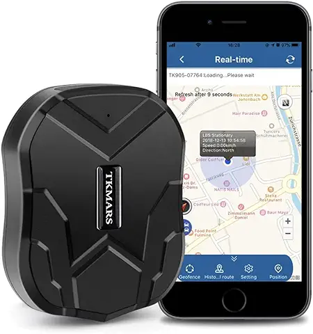 Localizador GPS para Coche con Micrófono,Rastreador GPS sin Suscripción 90 Días en Espera 5000mAh Magnética Impermeable Antirrobo App Gratuita GPS Tracker para Auto Moto Camión TK905  