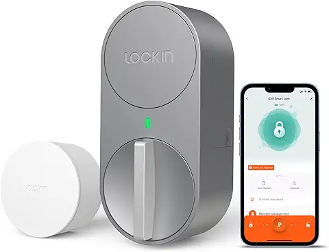 Lockin Cerradura Inteligente, Cerradura Electrónica con Wifi y Bluetooth, Entra sin Llave, Adecuado para Cerraduras de Puertas Existentes  