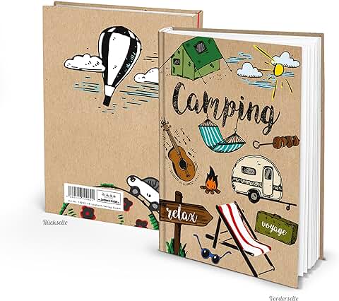 Logbuch-Verla Libro de Hojas Blancas con tapa dura para Camping Viajeros y Aventureros en Tonos Marrones - Libreta para Campings y Viajes  