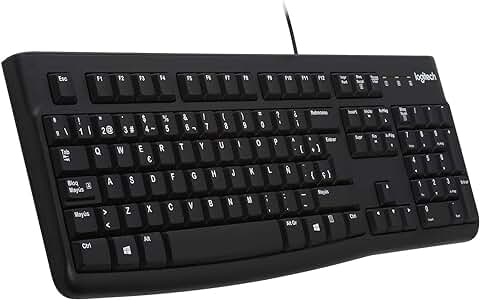 Logitech K120 Teclado con Cable Business para Windows, Tamaño Normal, Resistante a Líquido, Barra Espaciadora Curvada, PC/Portátil, Disposición QWERTY Español, Color Negro  