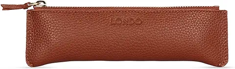 Londo Estuche de Cuero con Cremallera para Lápices y Bolígrafos, Piel Genuina, Unisex  