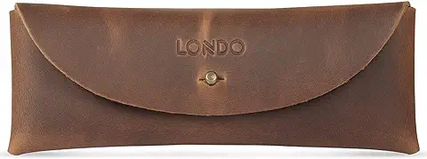 Londo Estuche Retro de Piel Auténtica para Bolígrafos y Lápices, Cierre de Metal a Presión, Bolsa de Papelería  