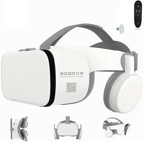 LONGLU VR Auriculares para IPhone y Teléfonos Android, Gafas de Realidad Virtual 3D Inalámbricas Bluetooth con Control Remoto para Jugar, Ver Películas, Teléfono de 4,7 a 6,2 Pulgadas (Blanco)  