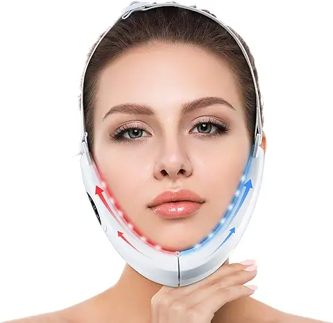 LOPHE Reductor de Papada, Papada Reductor Mujer con Luz Roja Azul, Masajeador Facial Electrico Forma V para Quita Papadas y Lifting Facial, Belleza Dispositivos Uso Doméstico para Lifting Reafirmante  