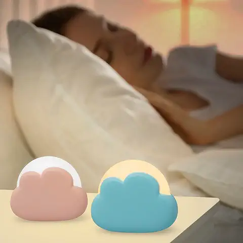 Lote de 2 Luces Nocturnas para Bebés y Niños Recargables, Lámpara de Noche LED Portátil Regulable en Forma de nube para Ayudar a Dormir, 4 Niveles de Brillo, en Combinación de Colores azul y rosa  