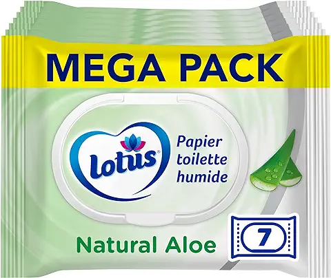 Lotus Papel Higiénico Húmedo Natural Aloe - Sin Colorantes ni Perfumes - Fibras FSC 100% de Origen Natural - 294 Hojas, 489016  