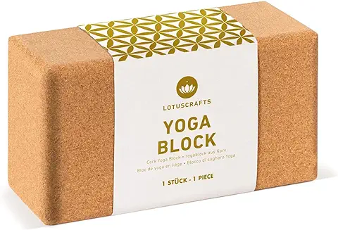 Lotuscrafts Bloque de Yoga de Corcho Supra Grip - Fabricación Ecológica - Bloque de yoga de Corcho Natural - Bloque de Corcho para yoga y Pilates - Bloque de yoga para Principiantes y Avanzados  