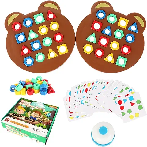 Lotvic Juego De Emparejamiento De Forma con Tarjeta, Juego de Rompecabezas de Combinación de Formas Geométricas, Juego De Emparejamiento De Color De Geometría Cognitiva, Juguetes Montessori  