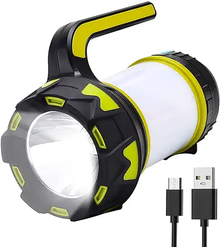 Lovcoyo Linterna LED Recargable, Luces de Camping Multifuncionales con 6 Modos de luz, luz Impermeable Linterna de Camping para el Apagón de Camping Emergencia Huracán Pesca  