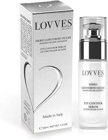 LOVVES Sérum Contorno de Ojos, Alta Cosmética Natural, Acción Relleno, Contrasta Arrugas de Expresión, Reduce las Ojeras, Formato Botella de Cristal 30ml  