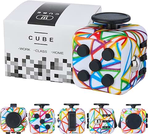 Lubibi Rainbow Juguete Antiestrés Stress Cube,Cubo Anti-estrees con 6 Módulos Relajantes para Niños y Adultos Anti-ansiedad Anti-Stress  