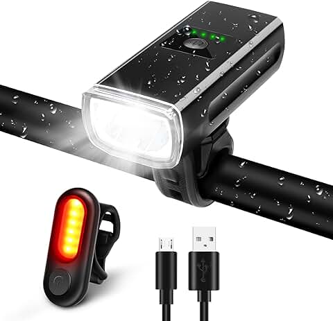 Luces Bicicleta Delantera y Trasera Super Brillante Luz Bicicleta LED Recargable USB Luz Bicicleta Delantera y Luz Trasera Bicicleta Potente LED Luces Bicicleta IP65 Impermeable  